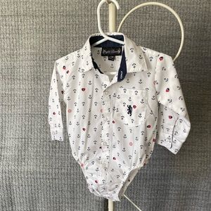 English Laundry Boys Button Down Bodysuit 6/9M